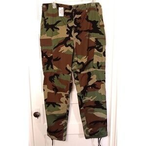 Vtg Woodland Camo Pants Men Large Long Military BDU Cargo Trouser Ripstop Combat